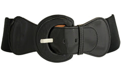 Black Wide Hip High Waist Stretch Buckle Belt Size S M
