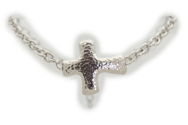 Brand New Women Boot Silver Metal Chain Bracelet Shoe Religious Cross Charm Bling Anklet