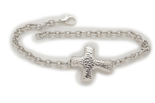 Brand New Women Boot Silver Metal Chain Bracelet Shoe Religious Cross Charm Bling Anklet