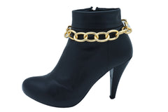 Gold Metal Chunky Chain Thick Links Boot Bracelet Shoe Band Anklet Strap