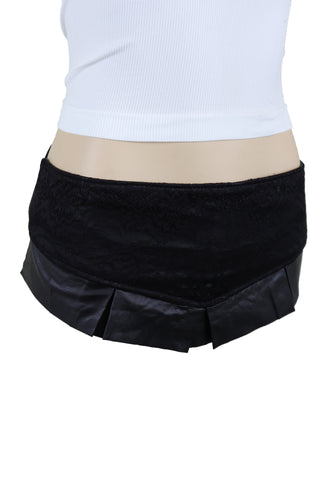 Brand New Women Black Wide Elastic Waistband Floral Lace Fashion Belt Hip High Waist Fit S
