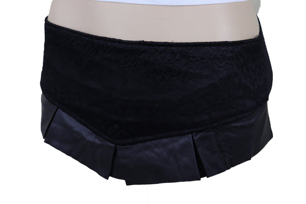 Brand New Women Black Wide Elastic Waistband Floral Lace Fashion Belt Hip High Waist Fit S