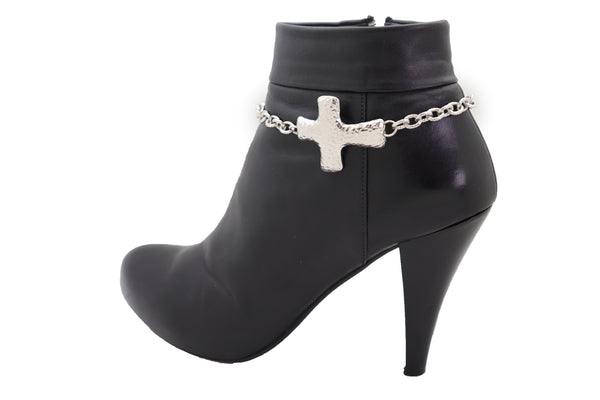 Brand New Women Boot Silver Metal Chain Bracelet Shoe Religious Cross Charm Bling Anklet