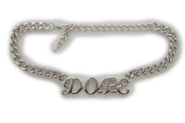 Brand New Women Silver Color Metal Chain Boot Bracelet Shoe DOPE Charm Anklet Word Phrase