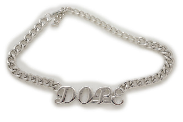 Brand New Women Silver Color Metal Chain Boot Bracelet Shoe DOPE Charm Anklet Word Phrase