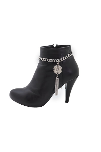 Brand New Women Silver Chain Boot Bracelet Shoe Ethnic Jewelry Tassel Retro Flower Charm