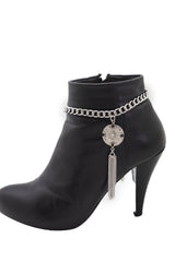 Silver Chain Boot Bracelet Shoe Ethnic Jewelry Tassel Retro Flower Charm