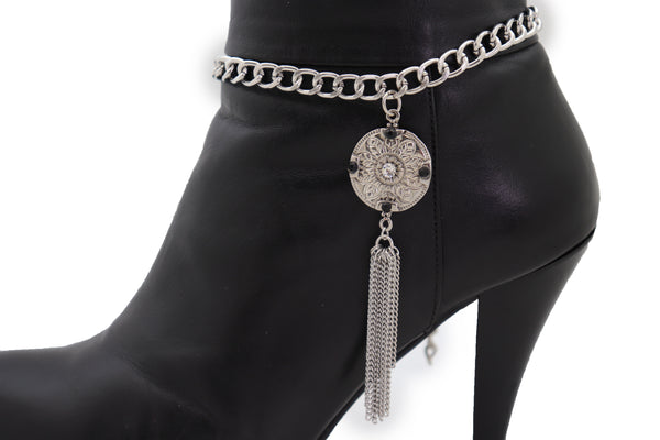 Brand New Women Silver Chain Boot Bracelet Shoe Ethnic Jewelry Tassel Retro Flower Charm