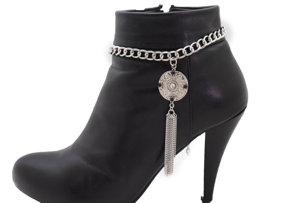 Brand New Women Silver Chain Boot Bracelet Shoe Ethnic Jewelry Tassel Retro Flower Charm