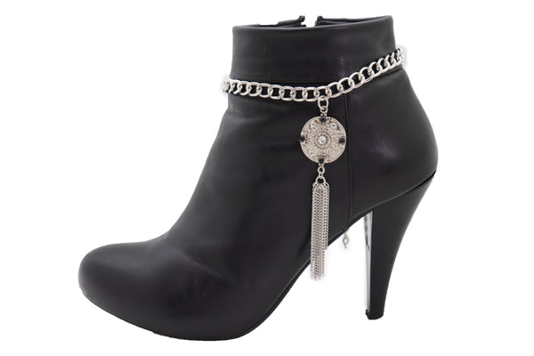 Brand New Women Silver Chain Boot Bracelet Shoe Ethnic Jewelry Tassel Retro Flower Charm