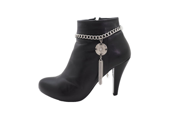 Brand New Women Silver Chain Boot Bracelet Shoe Ethnic Jewelry Tassel Retro Flower Charm