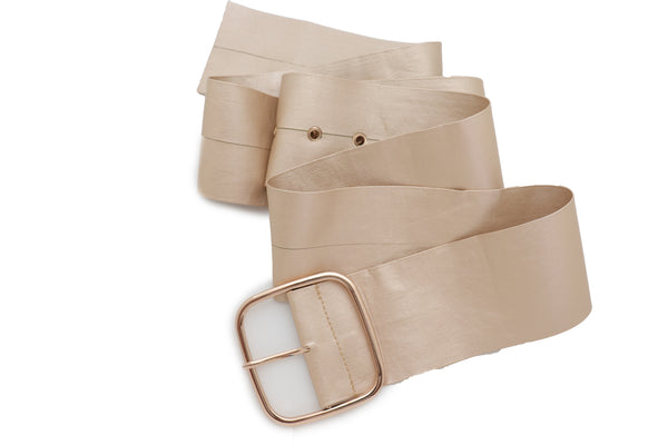 Brand New Women Gold Extra Long Fabric Wide Waistband Fashion Belt Adjustable Size XS S