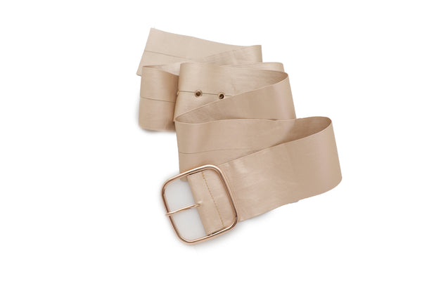 Brand New Women Gold Extra Long Fabric Wide Waistband Fashion Belt Adjustable Size XS S