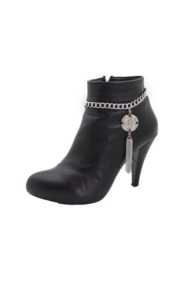 Brand New Women Silver Chain Boot Bracelet Shoe Ethnic Jewelry Tassel Retro Flower Charm