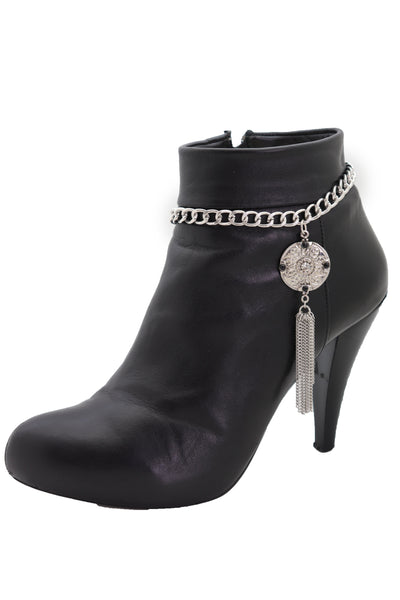 Brand New Women Silver Chain Boot Bracelet Shoe Ethnic Jewelry Tassel Retro Flower Charm