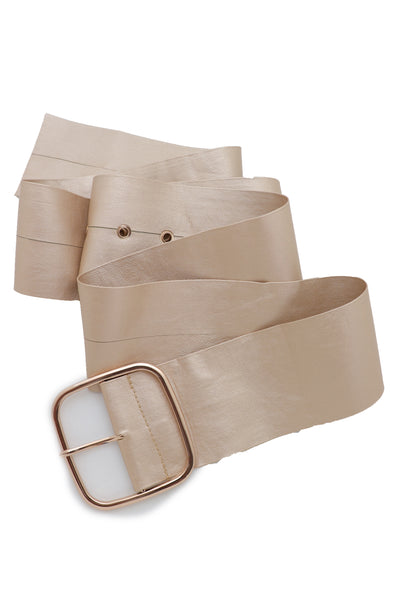 Brand New Women Gold Extra Long Fabric Wide Waistband Fashion Belt Adjustable Size XS S