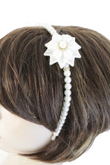 Women Headband Bridal Ivory Pearl Beads Hair Flower