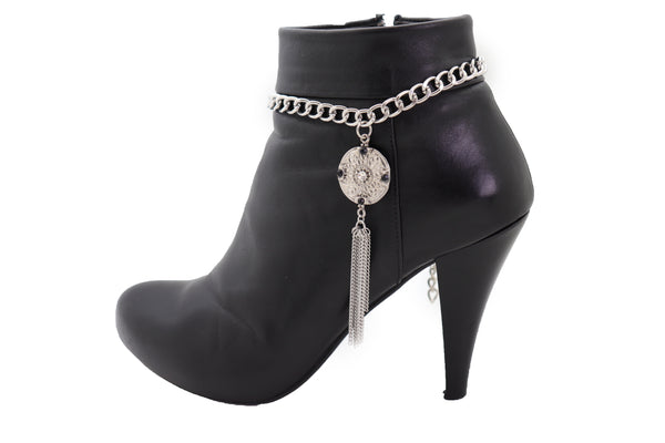Brand New Women Silver Chain Boot Bracelet Shoe Ethnic Jewelry Tassel Retro Flower Charm