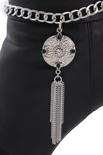 Brand New Women Silver Chain Boot Bracelet Shoe Ethnic Jewelry Tassel Retro Flower Charm