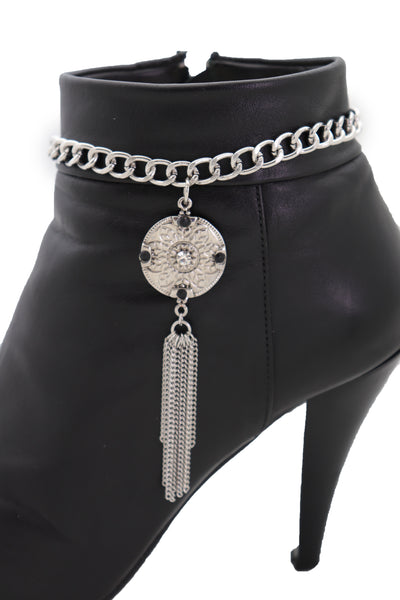 Brand New Women Silver Chain Boot Bracelet Shoe Ethnic Jewelry Tassel Retro Flower Charm