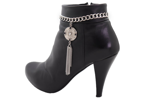 Brand New Women Silver Chain Boot Bracelet Shoe Ethnic Jewelry Tassel Retro Flower Charm