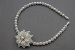 Women Headband Bridal Ivory Pearl Beads Hair Flower