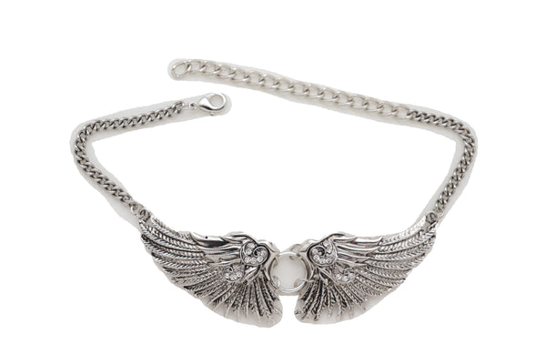 Brand New Women Western Silver Metal Boot Chain Bracelet Shoe Angel Wings Charm Jewelry