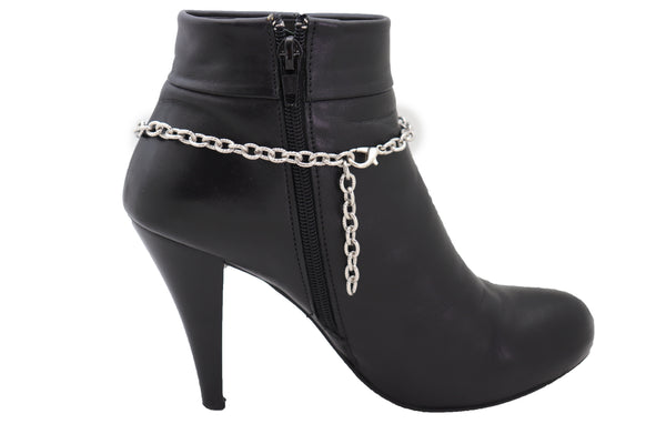 Brand New Women Silver Metal Chains Boot Bracelet Western Shoe Turquoise Owl Charm Jewelry