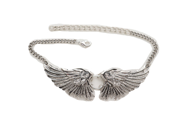 Brand New Women Western Silver Metal Boot Chain Bracelet Shoe Angel Wings Charm Jewelry