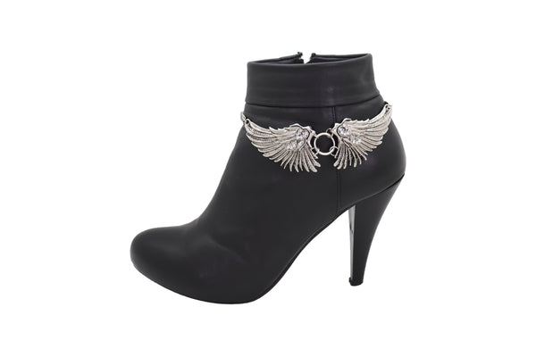 Brand New Women Western Silver Metal Boot Chain Bracelet Shoe Angel Wings Charm Jewelry