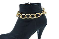 Gold Metal Chunky Chain Thick Links Boot Bracelet Shoe Band Anklet Strap