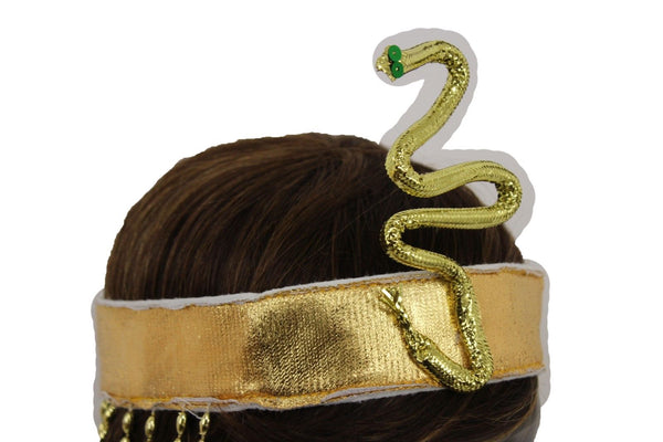 Women Long Beads Band Forehead Fashion Head Snake Cleopatra Costume Gold Sequins
