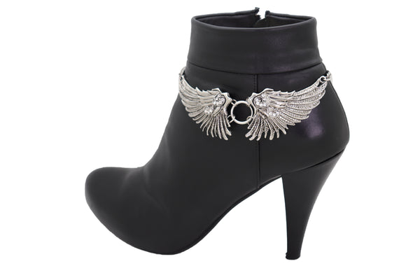 Brand New Women Western Silver Metal Boot Chain Bracelet Shoe Angel Wings Charm Jewelry