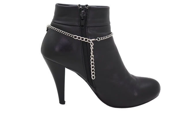 Brand New Women Western Silver Metal Boot Chain Bracelet Shoe Angel Wings Charm Jewelry