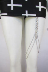 Silver Metal Thick Chains Thigh Leg Garter Long Tassel Body Jewelry