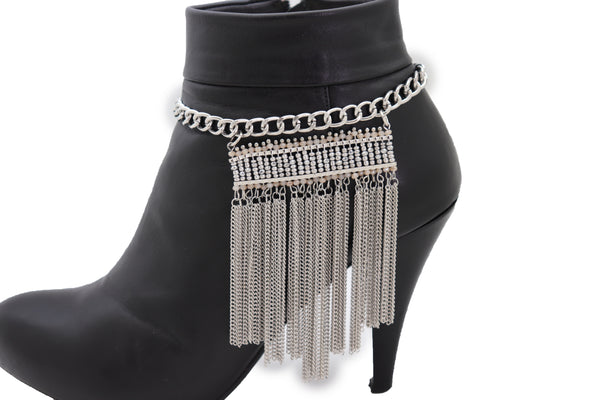 Brand New Women Silver Metal Chain Boot Bracelet Shoe Fringe Tassel Ethnic Tribal Charm