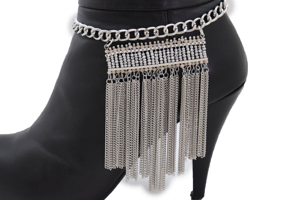 Brand New Women Silver Metal Chain Boot Bracelet Shoe Fringe Tassel Ethnic Tribal Charm