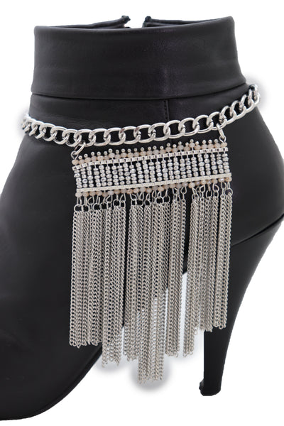 Brand New Women Silver Metal Chain Boot Bracelet Shoe Fringe Tassel Ethnic Tribal Charm