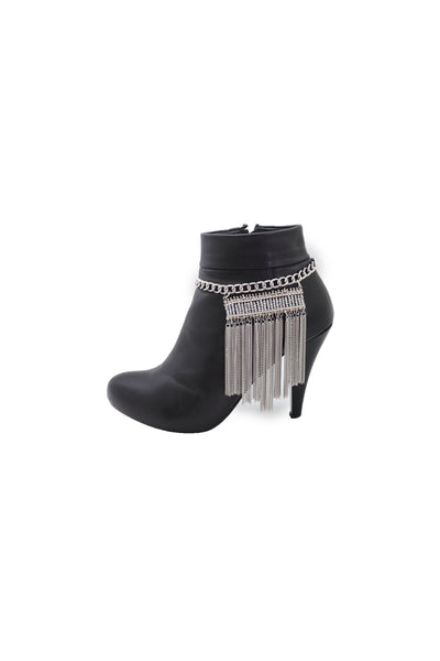 Brand New Women Silver Metal Chain Boot Bracelet Shoe Fringe Tassel Ethnic Tribal Charm