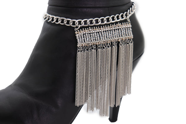 Brand New Women Silver Metal Chain Boot Bracelet Shoe Fringe Tassel Ethnic Tribal Charm