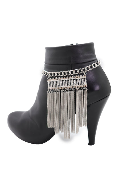 Brand New Women Silver Metal Chain Boot Bracelet Shoe Fringe Tassel Ethnic Tribal Charm