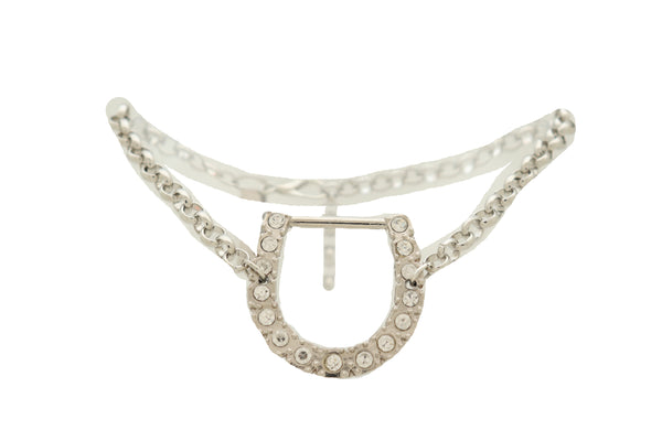 Brand New Women Silver Metal Boot Chain Bracelet Shoe Anklet Western Horseshoe Bling Charm