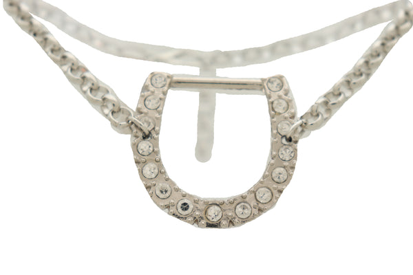 Brand New Women Silver Metal Boot Chain Bracelet Shoe Anklet Western Horseshoe Bling Charm