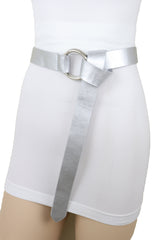 Silver Extra Long Faux Leather Wrap Fashion Belt Hip High Waist XS S M L