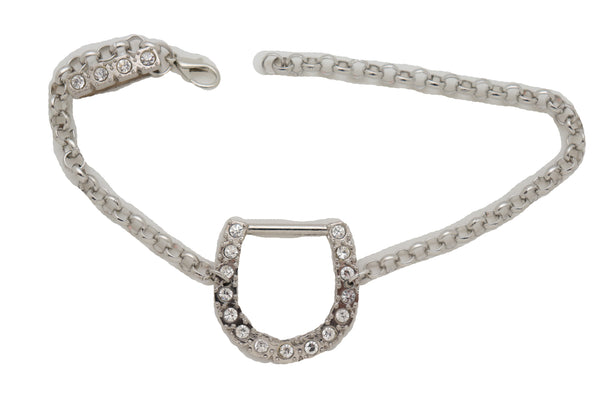 Brand New Women Silver Metal Boot Chain Bracelet Shoe Anklet Western Horseshoe Bling Charm