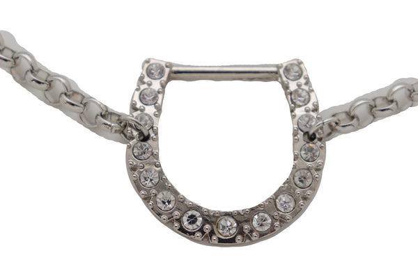 Brand New Women Silver Metal Boot Chain Bracelet Shoe Anklet Western Horseshoe Bling Charm