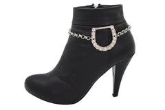 Silver Metal Boot Chain Bracelet Shoe Anklet Western Horseshoe Bling Charm