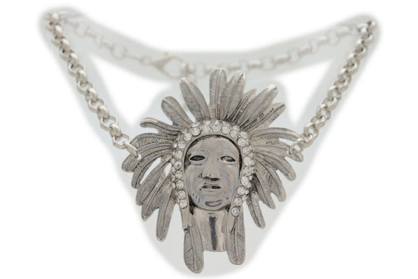 Brand New Women Silver Chain Boot Western Bracelet Shoe American Indian Head Charm Anklet