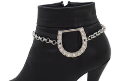 Silver Metal Boot Chain Bracelet Shoe Anklet Western Horseshoe Bling Charm