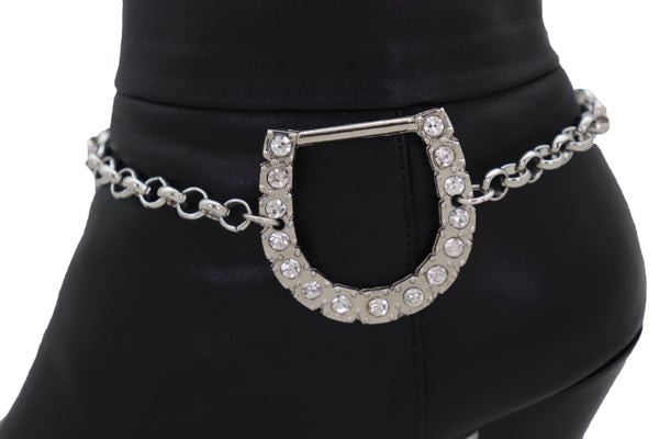Brand New Women Silver Metal Boot Chain Bracelet Shoe Anklet Western Horseshoe Bling Charm